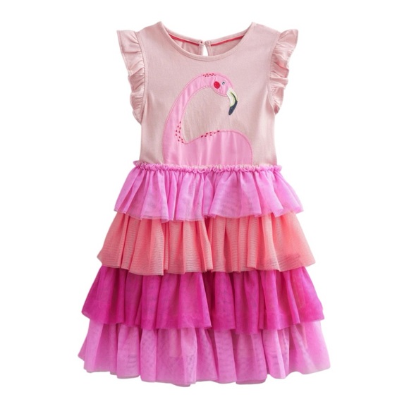 Mini Boden Flamingo 🦩 Tulle Tiered Dress. Size 11/12